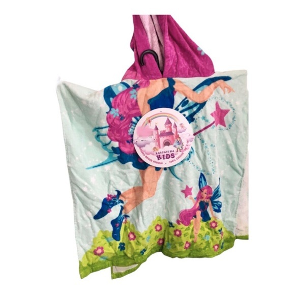 Kids hooded pullover princess castle mermaid‎ print swim beach towel poncho new - Picture 8 of 10